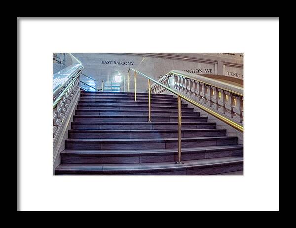 Grand Central Framed Print featuring the photograph Stairs at Grand Central Terminal #1 by SAURAVphoto Online Store