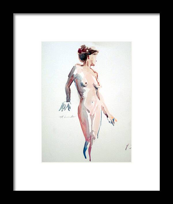 Nudes Framed Print featuring the painting Standing Nude #1 by Mark Lunde