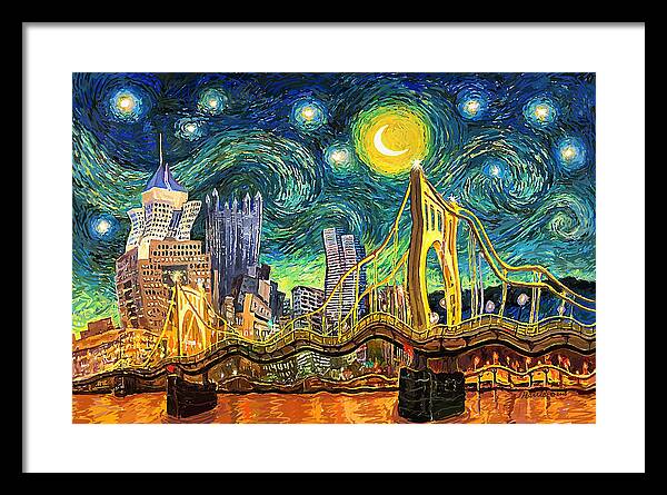 Pittsburgh Framed Print featuring the digital art Starry Night In Pittsburgh by Frank Harris