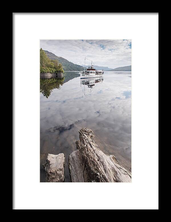 Loch Katrine Framed Print featuring the photograph Steamship Sir Walter Scott on Loch Katrine #1 by Gary Eason