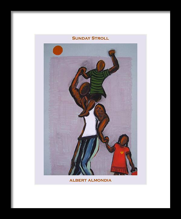 Family Framed Print featuring the painting Sunday Stroll #1 by Albert Almondia