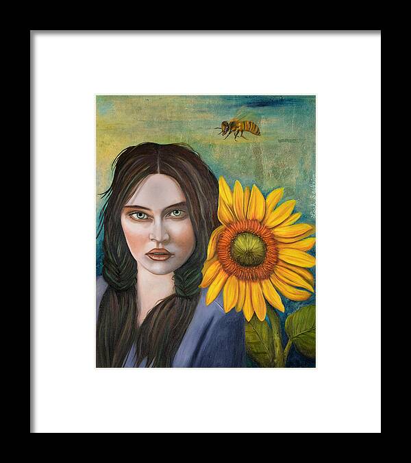 Sunflower Framed Print featuring the painting Sunflower #1 by Leah Saulnier The Painting Maniac