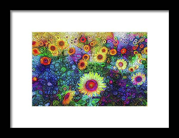 Sunflowers Framed Print featuring the mixed media Sunflowers #1 by Lilia S