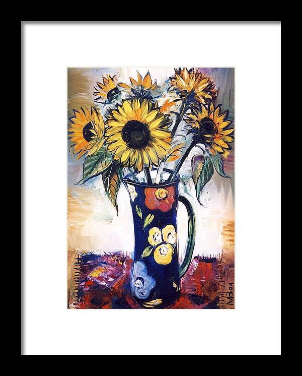  Framed Print featuring the painting Sunflowers #1 by Mikhail Zarovny