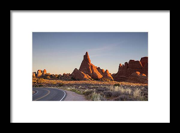 Arches National Park Framed Print featuring the photograph Sunrise in Arches national park #1 by Kunal Mehra