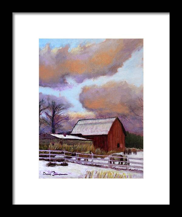 Horses Framed Print featuring the painting Suppertime in Durham #1 by David Zimmerman