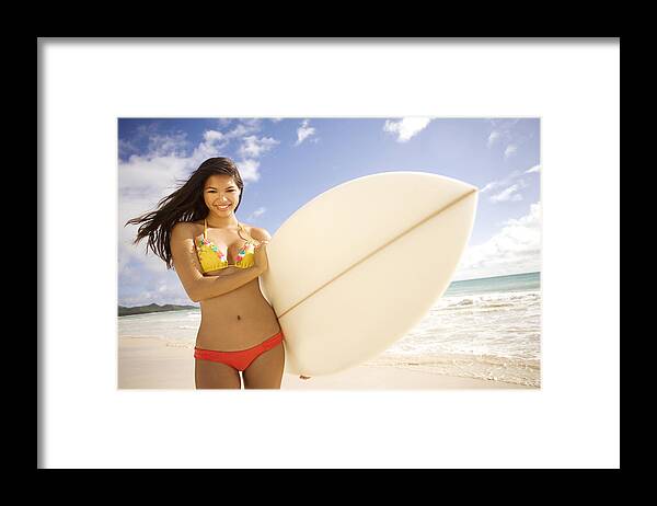 Attract Framed Print featuring the photograph Surfer girl #1 by Sri Maiava Rusden - Printscapes