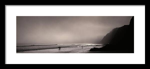 Photography Framed Print featuring the photograph Surfers On The Beach, Point Reyes #1 by Panoramic Images