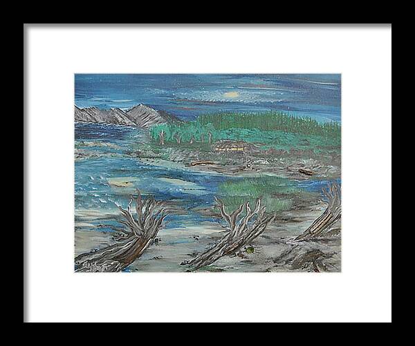 Landscape Framed Print featuring the painting Taft Beach by Suzanne Surber