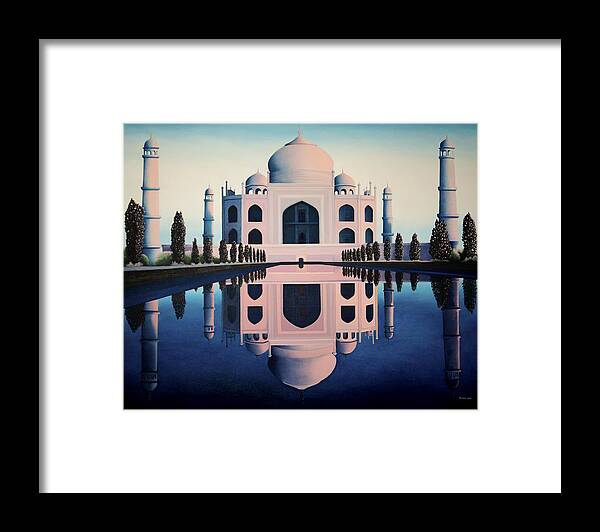 Taj Mahal; Framed Print featuring the painting Taj Mahal #1 by Joe Michelli