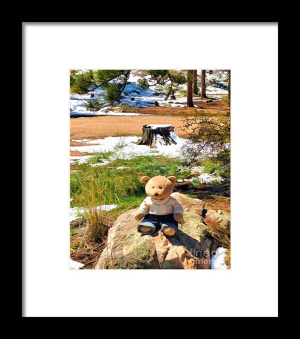 Hiking Framed Print featuring the digital art Takin' A Break by Mary Zimmerman