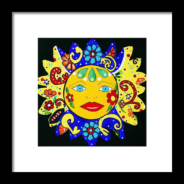 Talavera Framed Print featuring the painting Yellow Talavera Sun by Melinda Etzold