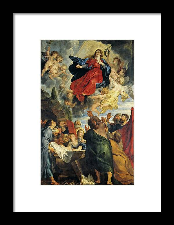 Angel Framed Print featuring the painting The Assumption of the Virgin Mary #1 by Peter Paul Rubens