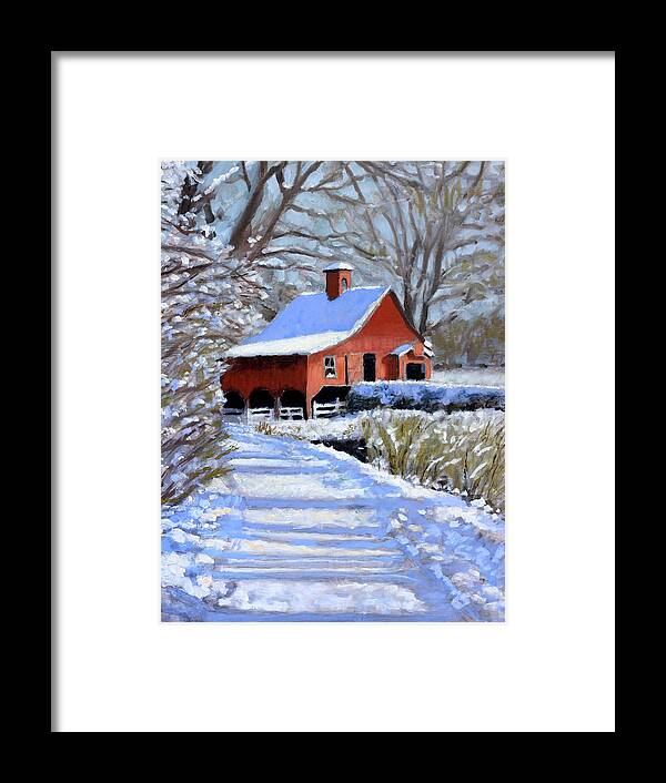 Barn Framed Print featuring the painting The Barns Early Light #1 by David Zimmerman