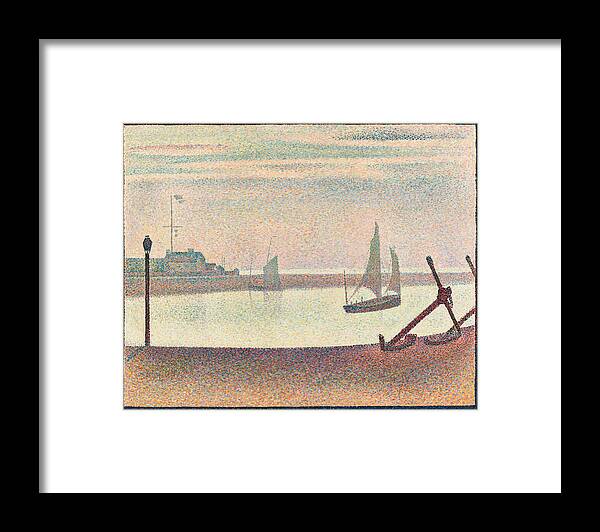 Georges Seurat Framed Print featuring the painting The Channel at Gravelines. Evening #1 by Georges Seurat