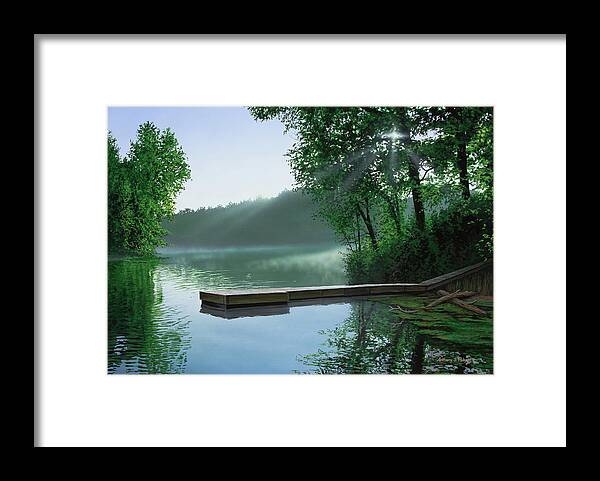 Cross Religious Christian Faith Landscape Inspirational Framed Print featuring the painting The Cross and the Light #1 by Anthony J Padgett