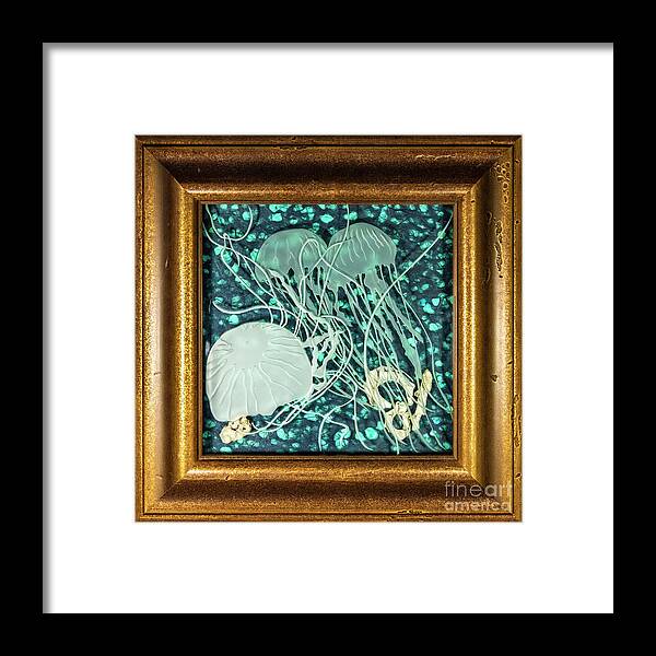 Under Water Framed Print featuring the glass art The Deep by Alone Larsen