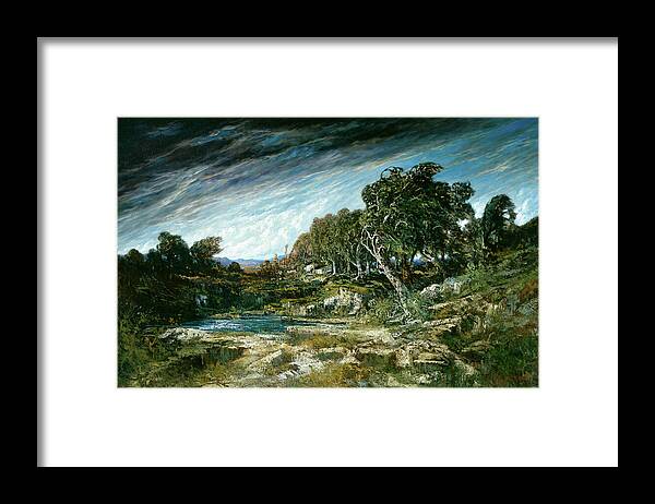 Gustave Courbet Framed Print featuring the painting The Gust of Wind, from circa 1865 by Gustave Courbet