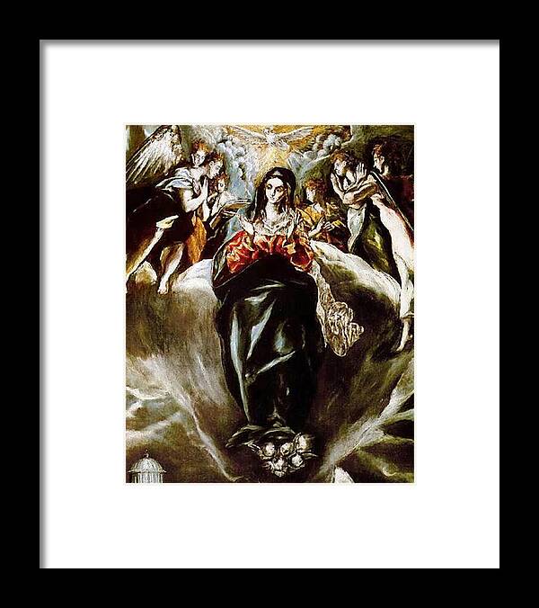 Immaculate Conception Framed Print featuring the mixed media The Immaculate Conception Virgin Mary Assumption 102 by El Greco