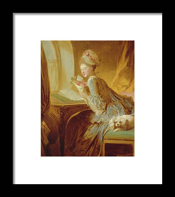 Love Letter Framed Print featuring the painting The Love Letter #1 by Jean Honore Fragonard