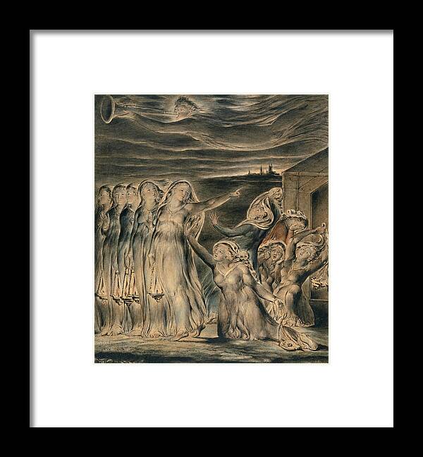 William Blake Framed Print featuring the drawing The Parable of the Wise and Foolish Virgins by William Blake