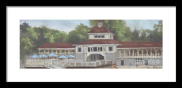 Plein Air Painting Of The Pavilion At Lakeside Ohio Framed Print featuring the painting The Pavilion at Lakeside Ohio #1 by Terri Meyer