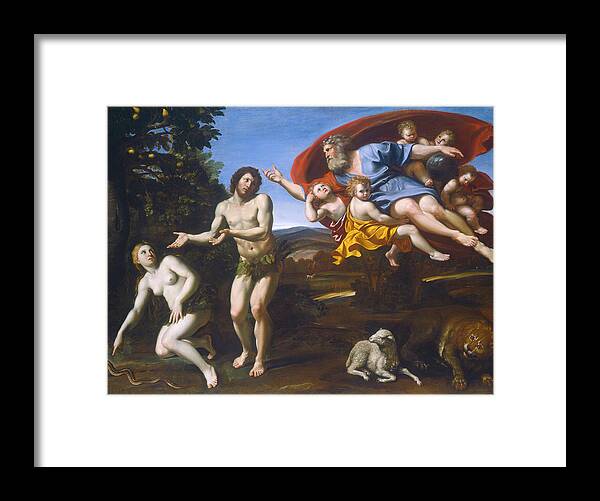 Adam Framed Print featuring the painting The Rebuke Of Adam And Eve #1 by Domenichino