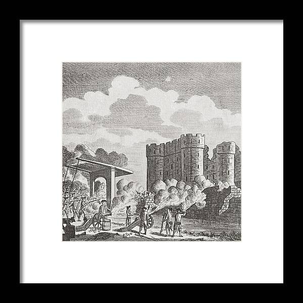 Welsh Framed Print featuring the drawing The Storming Of The Bastille, Paris #1 by Vintage Design Pics