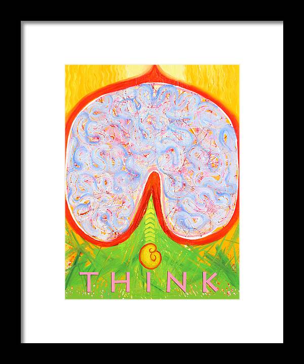 Brain Framed Print featuring the painting Think #1 by Anne Cameron Cutri