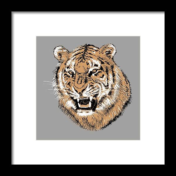 Mammal Framed Print featuring the painting Tiger #2 by Masha Batkova