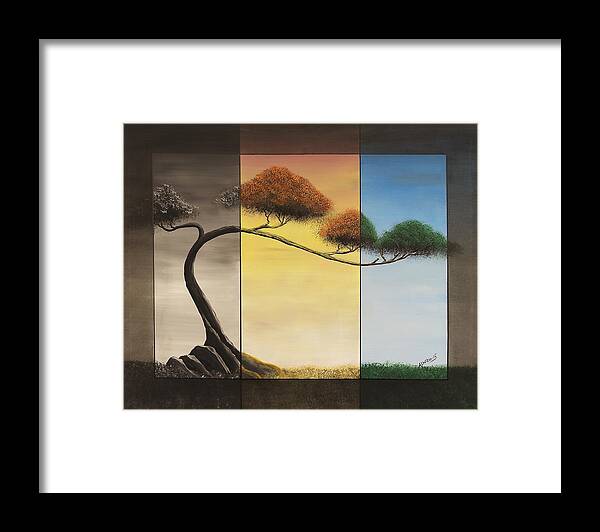 Bonsai Framed Print featuring the painting Time After Time #1 by Edwin Alverio