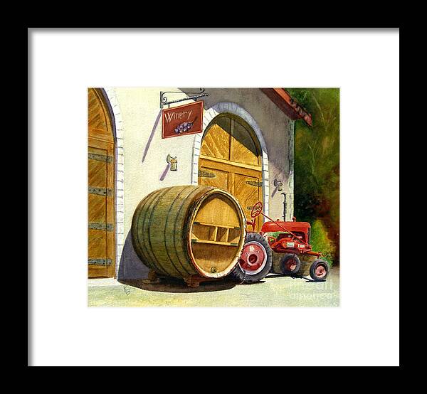 Tractor Framed Print featuring the painting Tractor Pull by Karen Fleschler
