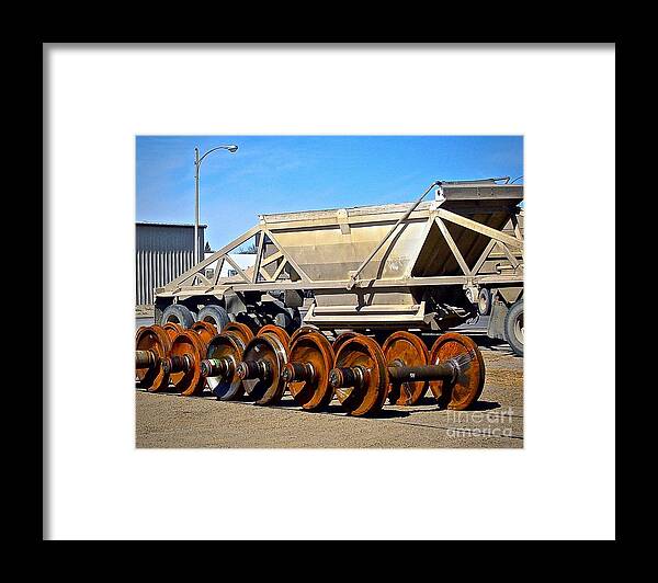 Train Wheels Framed Print featuring the photograph Train Wheels #1 by Elisabeth Derichs