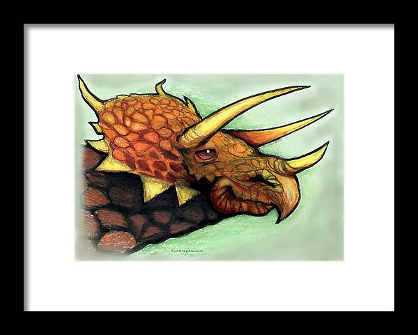 Triceratops Framed Print featuring the painting Triceratops #1 by Kevin Middleton