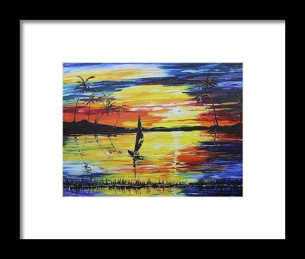 Caribbean House Framed Print featuring the painting Tropical Sunset #2 by Kevin Brown
