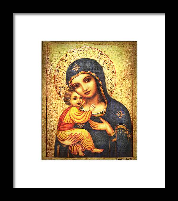 Mary And Jesus Framed Print featuring the painting Tryptichon Madonna #1 by Ananda Vdovic