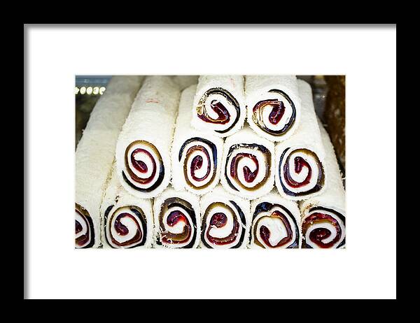 Abstract Framed Print featuring the photograph Turkish confectionary #1 by Tom Gowanlock