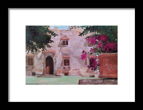 Tuscany Wine Country Framed Print featuring the painting Tuscany Sun #1 by Kathy Knopp