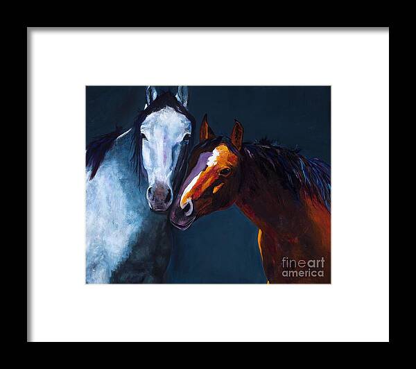 Horses Framed Print featuring the painting Unbridled Love by Frances Marino