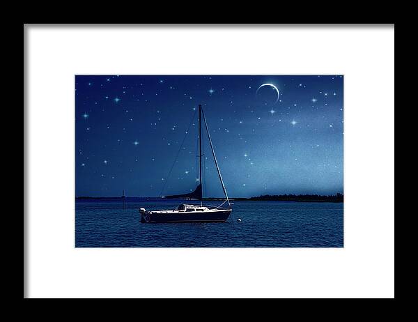 Sailboat Framed Print featuring the photograph Under The Stars by Cathy Kovarik