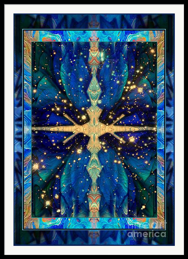 Universal Blues By Wbk Framed Print featuring the mixed media Universal Blues by Wbk