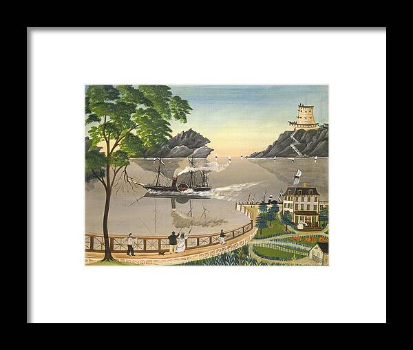 Art Framed Print featuring the painting U S Mail Boat by Leila T Bauman