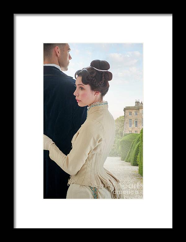 Victorian Framed Print featuring the photograph Victorian Couple In The Grounds Of A Mansion House #1 by Lee Avison