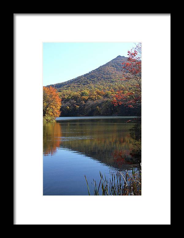 Lake Framed Print featuring the photograph View of Abbott Lake and Sharp Top in autumn #1 by Emanuel Tanjala