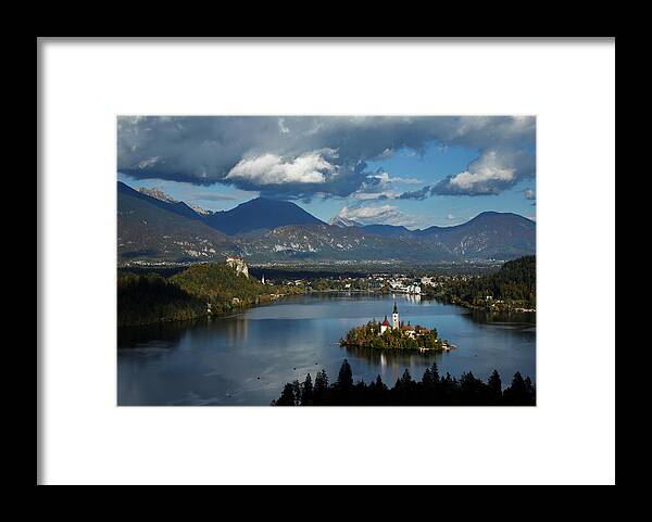 Bled Framed Print featuring the photograph View of Lake Bled from Ojstrica #1 by Ian Middleton