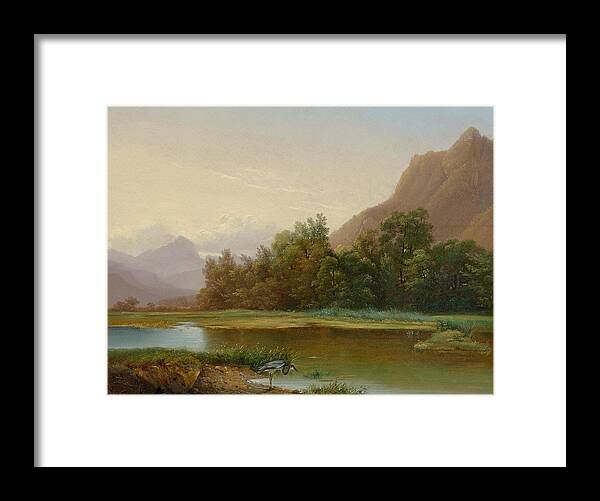 Alexandre Calame Framed Print featuring the painting View of Le Bouveret #2 by Alexandre Calame