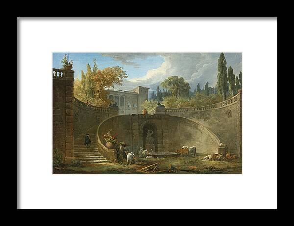 Hubert Robert Framed Print featuring the painting Villa Farnese with Gardens at Caprarola by Hubert Robert