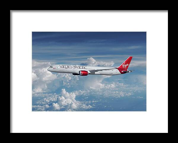 Virgin Atlantis Airlines Framed Print featuring the mixed media Virgin Atlantic Dreamliner by Erik Simonsen