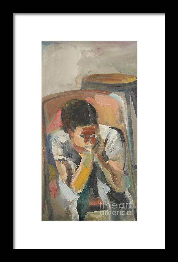 Oil Painting Framed Print featuring the painting Wait Child by Daun Soden-Greene