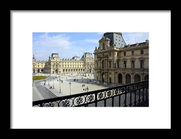 Louvre Framed Print featuring the photograph Walking at the Louvre #1 by Susie Weaver